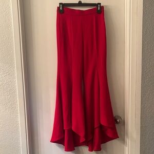 Zara Bold Red Tulip Flare Statement Wide Leg Pants